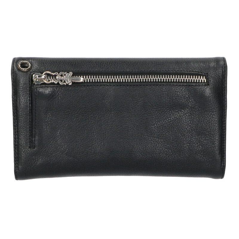 CHROME HEARTS クロムハーツ（原本無） WAVE CROSS BALL ウェーブ クロスボール ボタンレザー ウォレット 財布 ブラック系【中古】 CHROME HEARTS（クロムハーツ） 財布 WAVE CROSS BALL ウェーブ クロス