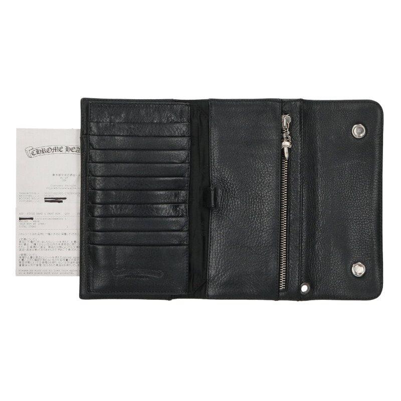 CHROME HEARTS クロムハーツ（原本無） WAVE CROSS BALL ウェーブ クロスボール ボタンレザー ウォレット 財布 ブラック系【中古】 CHROME HEARTS（クロムハーツ） 財布 WAVE CROSS BALL ウェーブ クロス