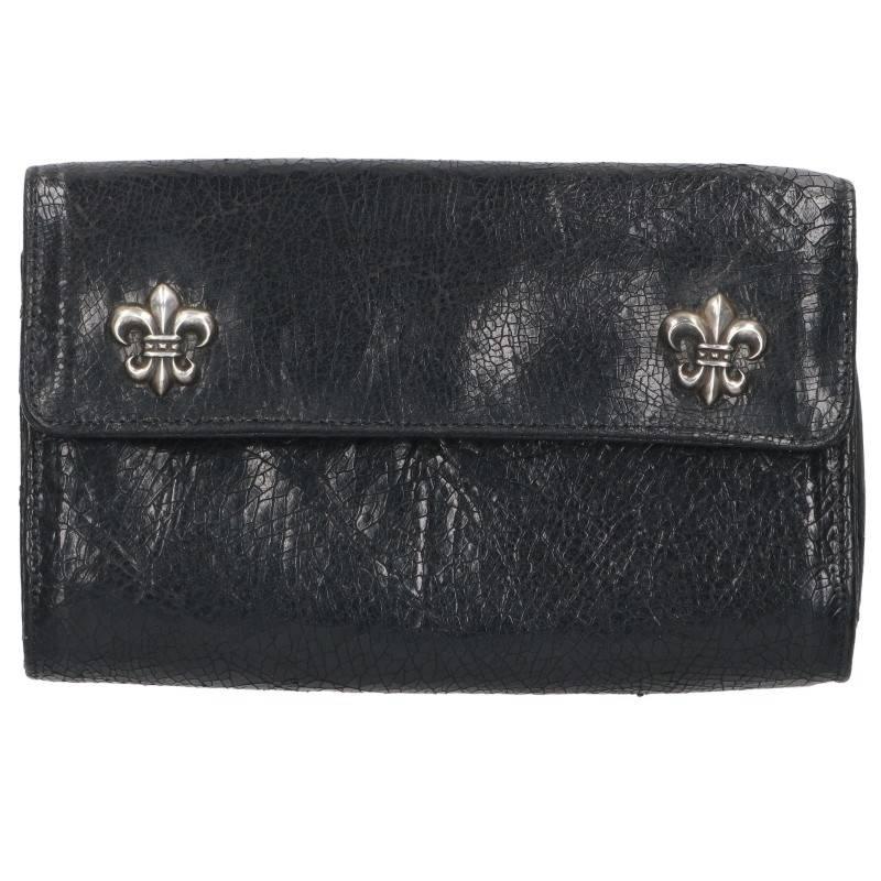 クロムハーツ  WAVE4 BSフレアボタンレザーウォレット財布 メンズ CHROME HEARTS（クロムハーツ） WAVE4 BSフレアボタンレザーウォレット