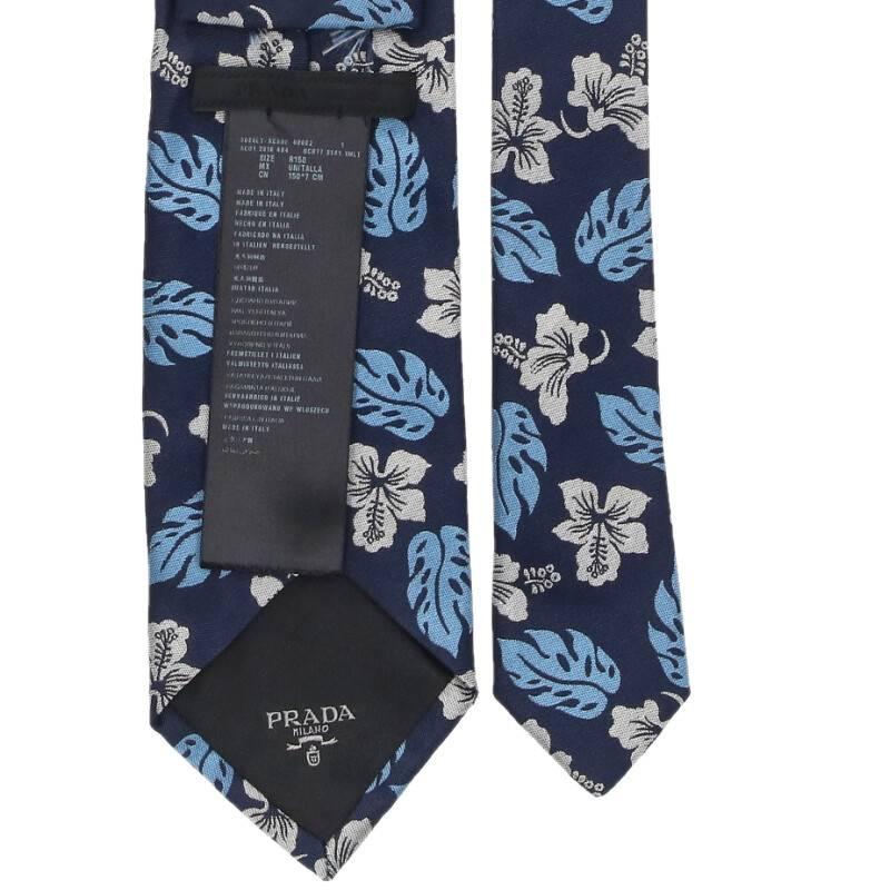 PRADA プラダ ネクタイ UCR77 ハイビスカス 花柄ネクタイ 中古 PRADA プラダ ネクタイ UCR77 ハイビスカス 花柄ネクタイ 中古