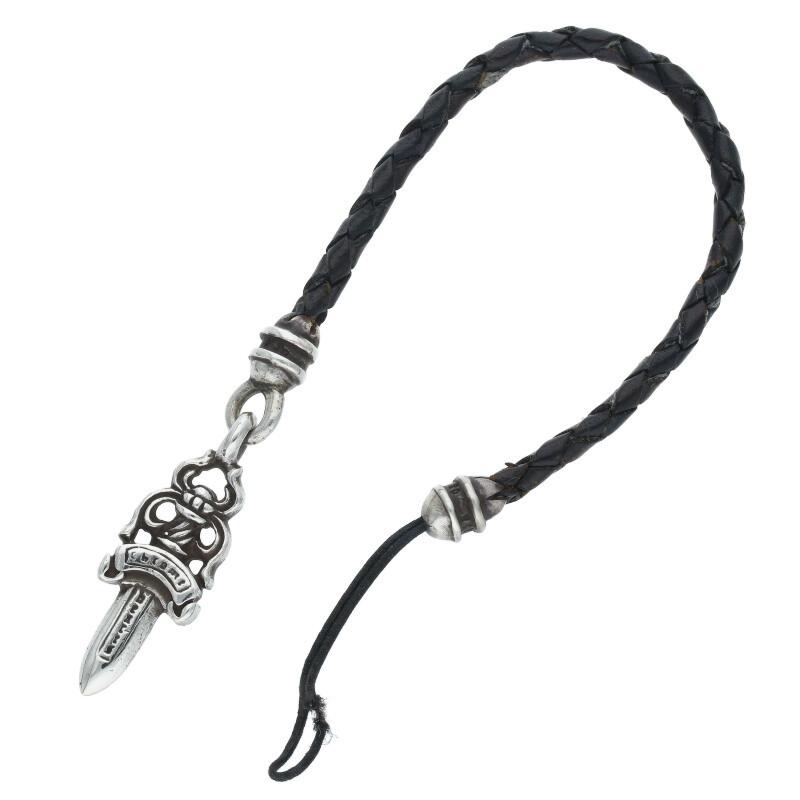 クロムハーツ   携帯ストラップ ダガーチャーム付きレザー携帯ストラップ 中古 GZ11 CHROME HEARTS（クロムハーツ） 携帯ストラップ ダガーチャーム付き