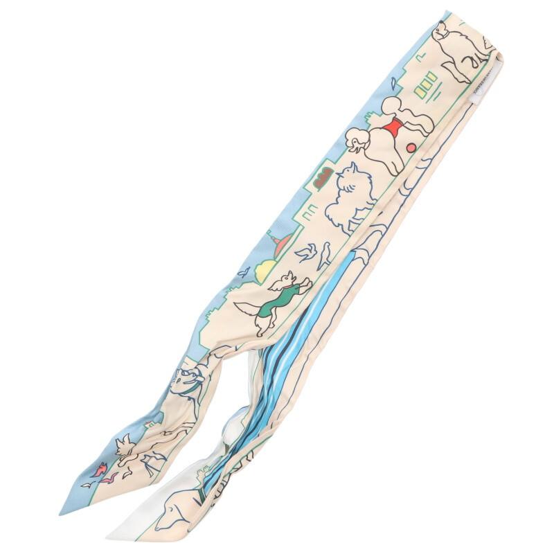 エルメス   ツイリー 総柄シルクツイリースカーフ 中古 GZ14 HERMES（エルメス） スカーフ ツイリー 総柄シルクスカーフ 中古 GZ14