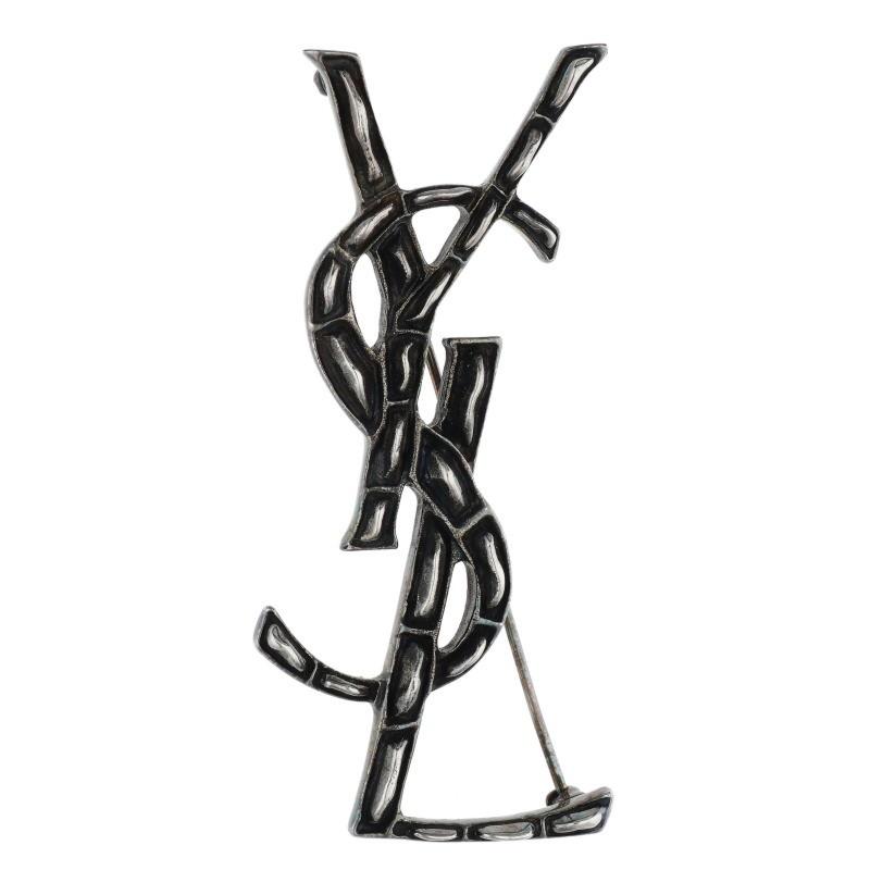 SAINT LAURENT サンローランパリ カサンドラロゴブローチ 中古 BS99