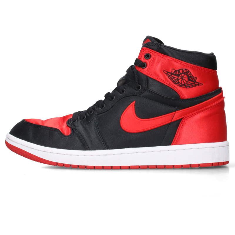 ナイキ WMNS AIR JORDAN 1 RETRO HI OG SATIN BRED 28cm ウィメンズ  