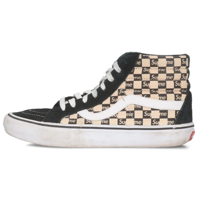 バンズ  シュプリーム サイズ:27cm  19AW  SK8-Hi Checker Logo スケートハイチェッカーロゴスニーカー 中古 BS99 VANS（ヴァンズ） バンズ シュプリーム サイズ:27cm 19AW SK8-Hi