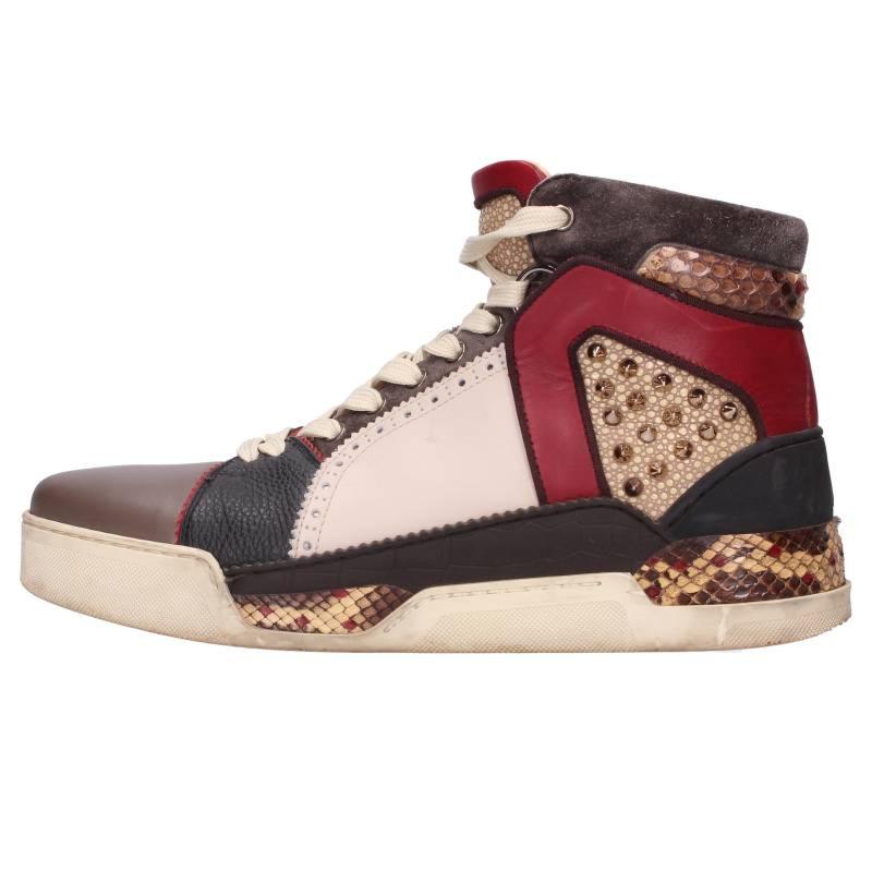 クリスチャンルブタン エキゾチックレザー切替スタッズハイカットスニーカー メンズ 42 Christian Louboutin（クリスチャンルブタン） サイズ:42 エキゾチック