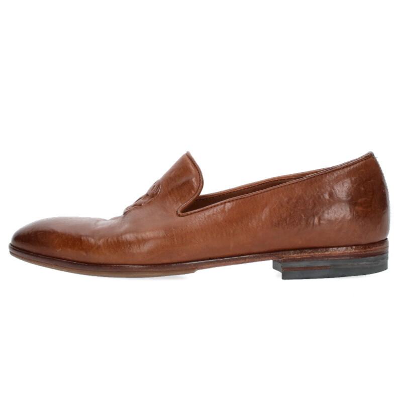 アレキサンダーマックイーン サイズ:41.5 スカル型押しレザースリッポンシューズ 中古 BS99 Alexander McQueen（アレキサンダーマックイーン） サイズ:41.5 スカル