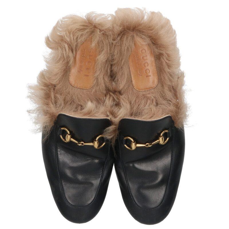 【天】GUCCI プリンスタウン ファースリッパ 【正規・極美品】 GUCCI（グッチ） サイズ:7 プリンスタウン ホースビット ファー