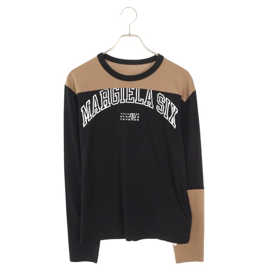 エムエムシックス サイズ:S  25SS  SH0NH0010 バイカラーロゴプリント長袖カットソー 新古品 SB01 MM6 エムエムシックス サイズ:S 25SS SH0NH0010 バイカラーロゴ