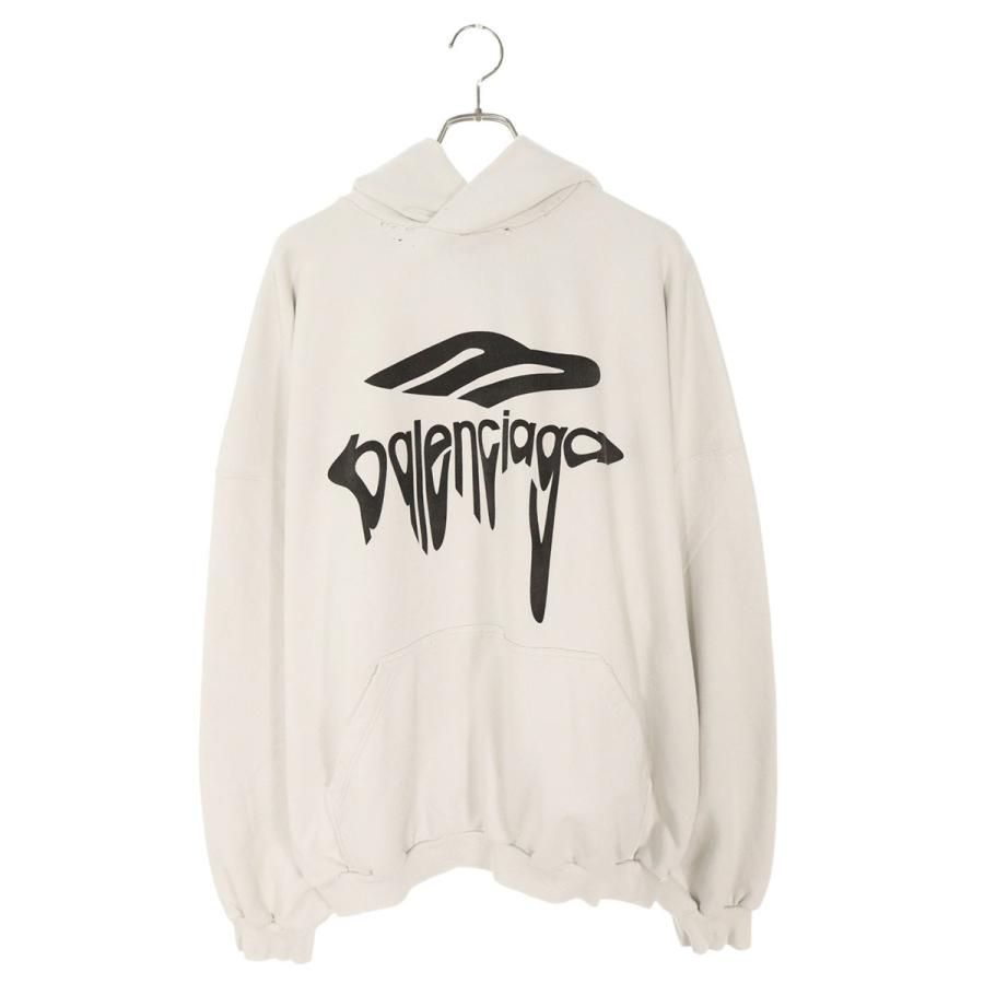 バレンシアガ サイズ:S  25SS  803265 TRVS9 ダメージ加工ロゴプルオーバーパーカー 新古品 SS13 BALENCIAGA（バレンシアガ） パーカー サイズ:S 25SS 803265 TRVS9