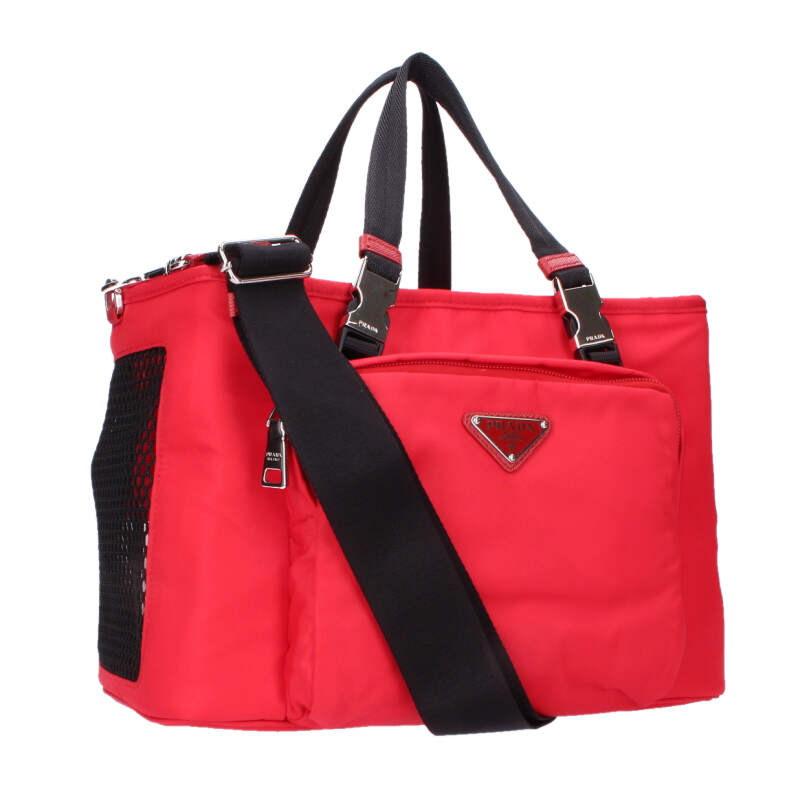 プラダ  2VC030 Re-nylonトライアングルロゴプレートペットハンドバッグ メンズ PRADA（プラダ） 2VC030 Re-nylonトライアングルロゴプレートペット