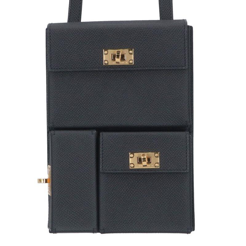 エルメス ショルダーバッグ ケリーマルチポケット ブラック/シルバー金具 エプソン K刻印 黒 HERMES（エルメス） ショルダーバッグ ケリーマルチポケットトゥーゴー