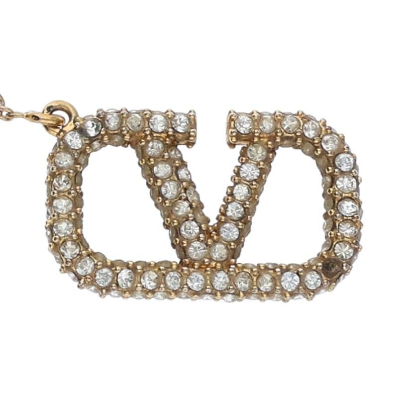 【美品】ヴァレンティノ　ピアス　片耳　Vロゴ　ラインストーン　ロゴ刻印　ゴールド VALENTINO（ヴァレンティノ） Vロゴシグネチャーラインストーン