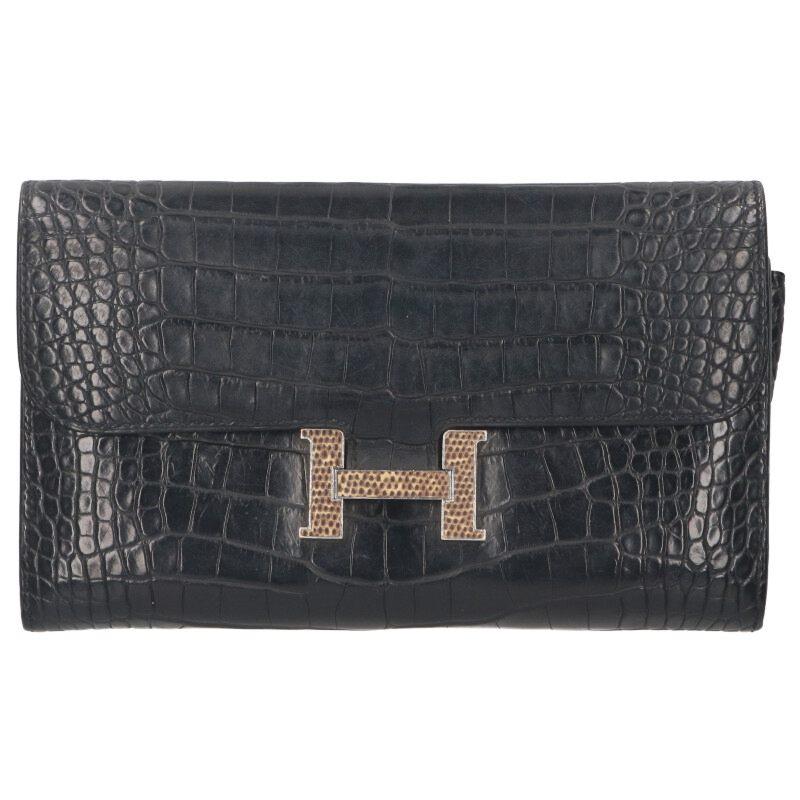 エルメス   コンスタンスロング D刻印 SV金具アリゲーターマット リザード長財布 中古 GZ14 HERMES（エルメス） 財布 コンスタンスロング D刻印 SV金具