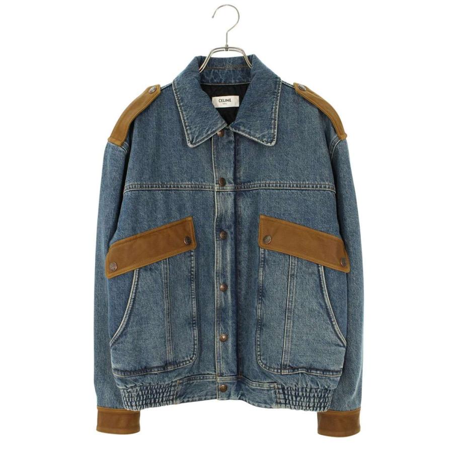 セリーヌ サイズ:XS  2Q250862N レザー切替アビエーターデニムジャケットデニムジャケット 中古 SB01 CELINE（セリーヌ） サイズ:XS 2Q250862N レザー切替アビエーター