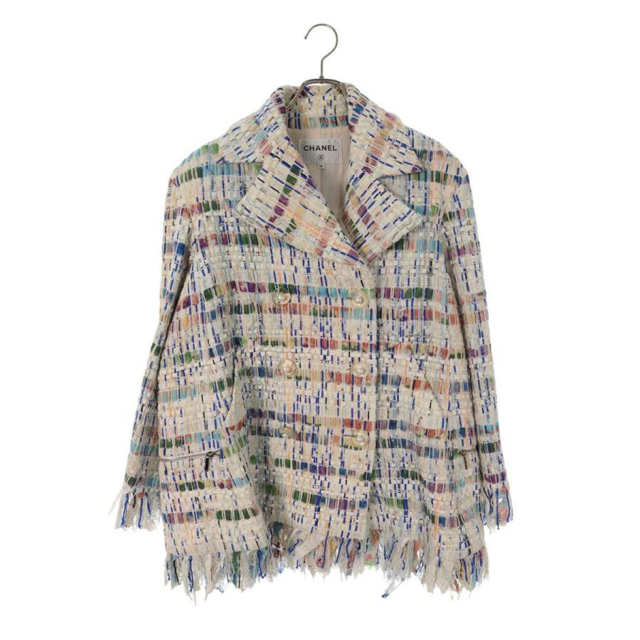 シャネル サイズ:38  P58626V44610 ココマークボタンフリンジツィードジャケット 中古 GZ11 CHANEL（シャネル） ジャケット P58626V44610 サイズ:38 ココマーク
