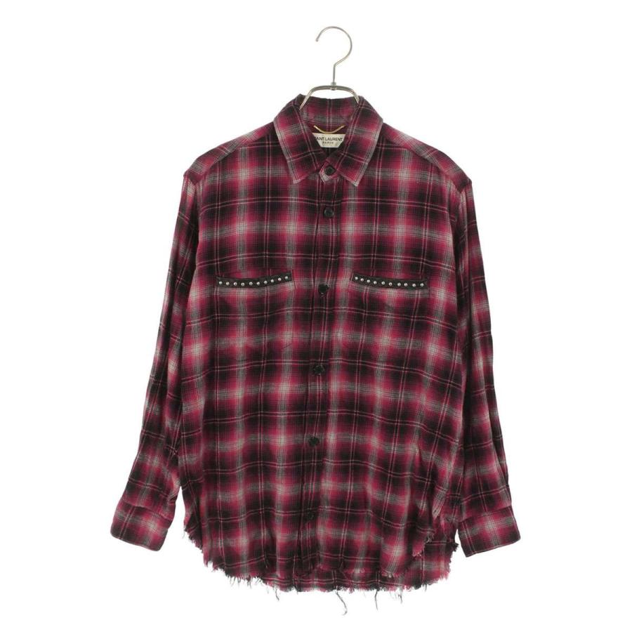サンローランパリ サイズ:XS  420341 Y285K スタッズチェック長袖シャツ 中古 BS99 SAINT LAURENT サンローランパリ サイズ:XS 420341 Y285K スタッズ