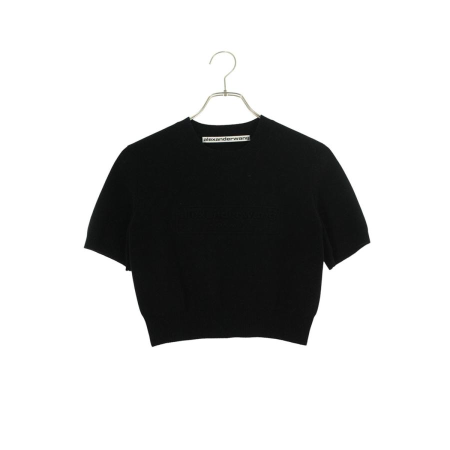 アレキサンダーワン サイズ:XS  1KC3231037 ロゴエンボスショート丈半袖ニット 中古 BS99 alexanderwang（アレキサンダー・ワン） サイズ:XS 1KC3231037 ロゴ