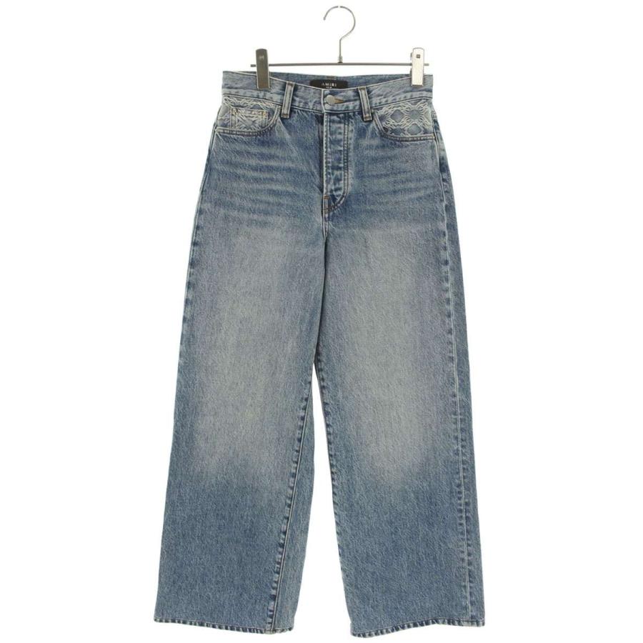 アミリ サイズ:25インチ バック刺繍ワイドデニムパンツ 中古 BS99 AMIRI（アミリ） サイズ:25インチ バック刺繍ワイドデニムパンツ 中古
