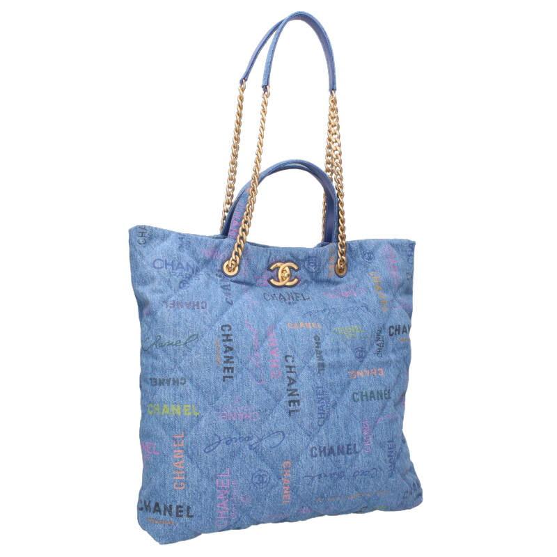 シャネル マキシショッピングバッグ デニム素材2WAYトートバッグ 中古 GZ14 CHANEL（シャネル） マキシショッピングバッグ デニム素材2WAYトート