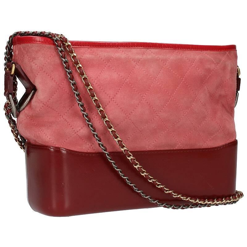 シャネル ショルダーバッグ バーガンディ レザー キルティング