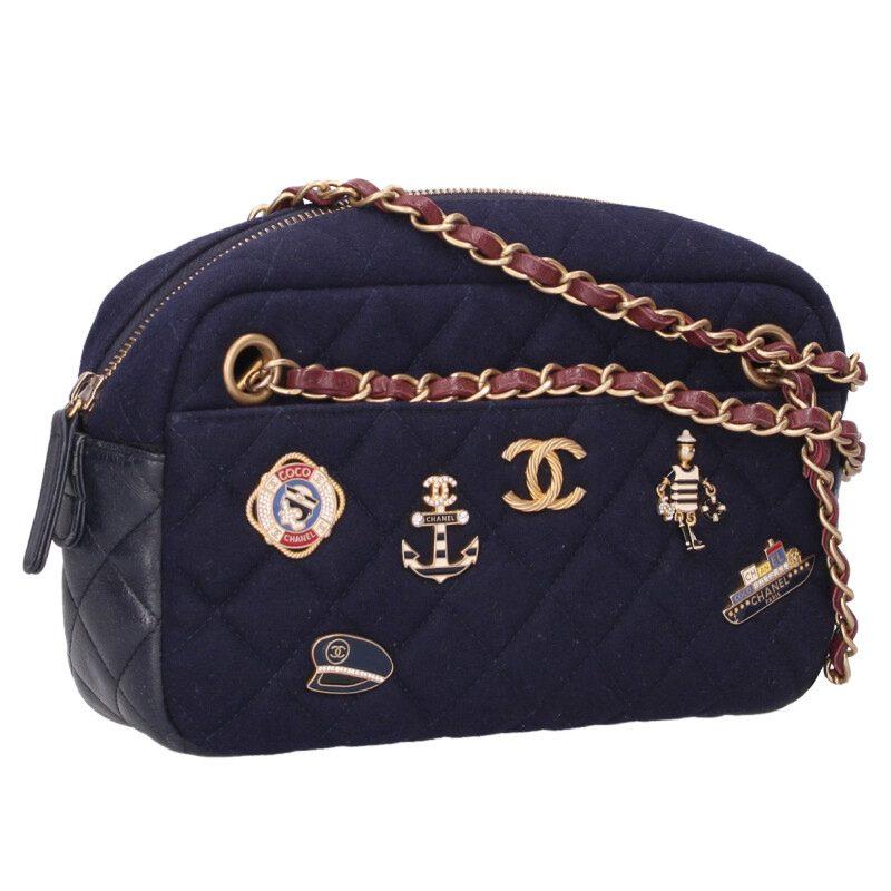 CHANEL マトラッセ コットン ショルダーバッグ ビンテージ CHANEL - CHANEL ヴィンテージ マトラッセ コットン Wフラップ W