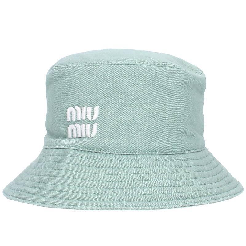 ミュウミュウ サイズ:M  24SS  5HC196 ロゴ刺繍デニムバケットハット 新古品 SB01 miu miu（ミュウミュウ） バケットハット 24SS 5HC196 サイズ:M ロゴ