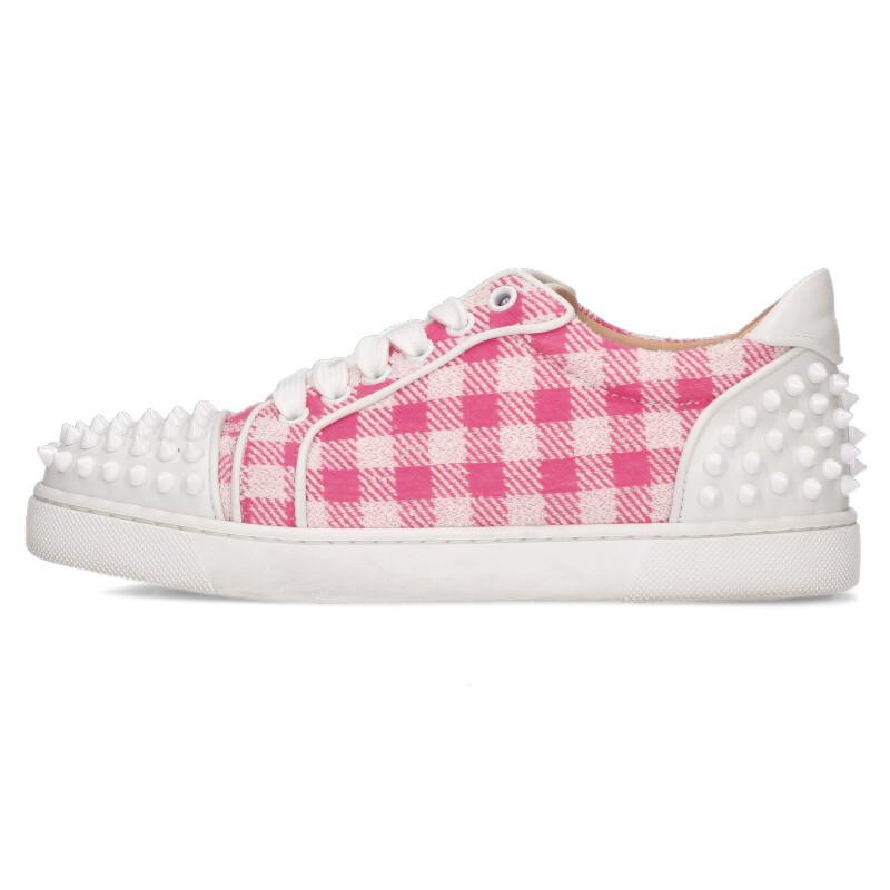 クリスチャンルブタン サイズ:36  VIEIRA 2 ORLATO FLAT CLF TOILE VIVA チェック柄スタッズローカットスニーカー 中古 BS99 Christian Louboutin（クリスチャンルブタン） サイズ:36 VIEIRA 2