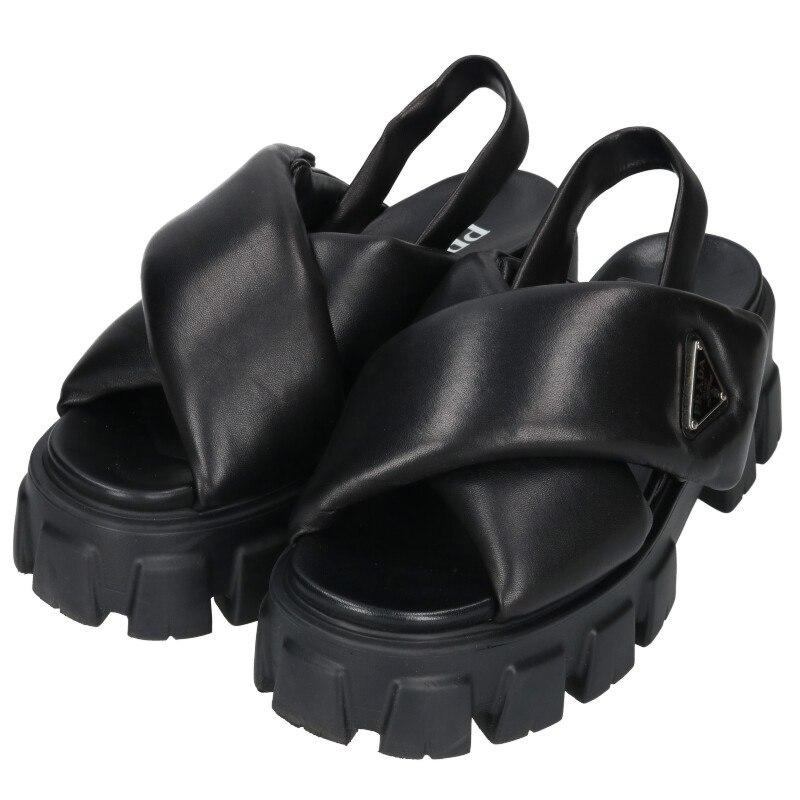 PRADA（プラダ） サンダル サイズ:37.5 モノリス 1X123N 