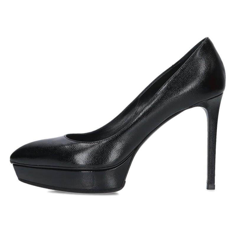 極美品⭐︎ サンローランパリ　ヒールパンプス　ブラック　ポインテッドトゥ　37 SAINT LAURENT サンローランパリ パンプス サイズ:38 320221 ポイン