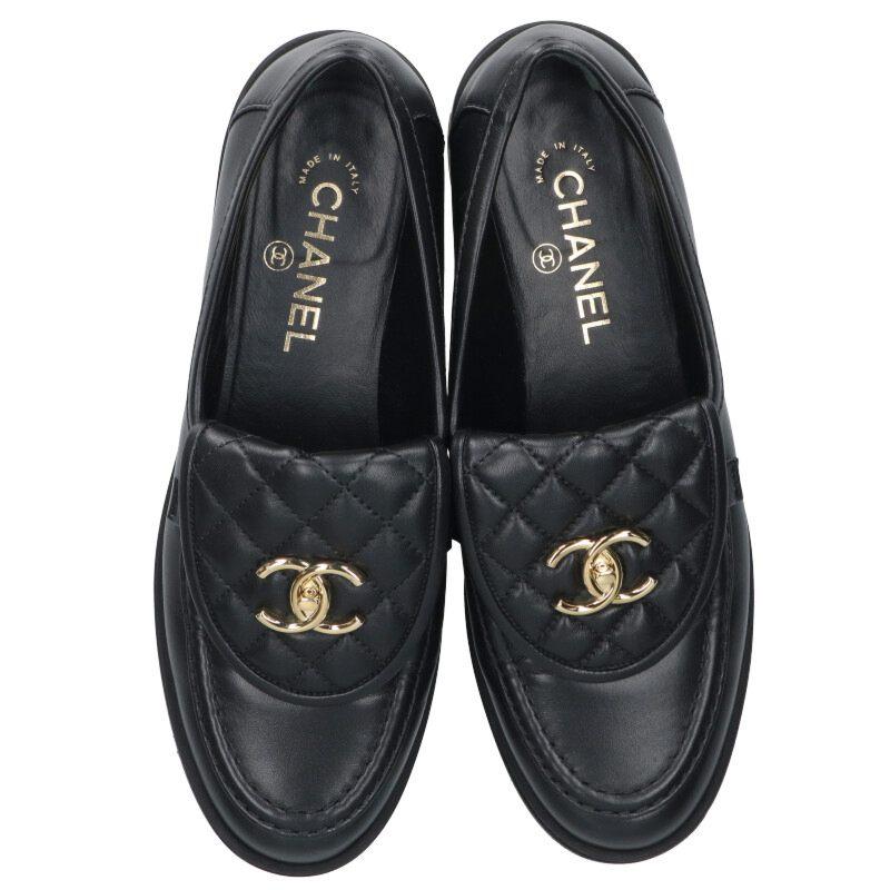 CHANEL ターンロックココマーク レザーパンプス ブラック ゴールド金具 CHANEL（シャネル） シューズ サイズ:39.5 G45474 マトラッセ ココ