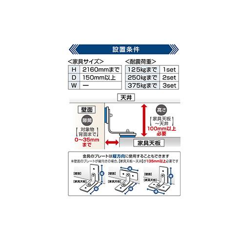 プロセブン キャビネット耐震金具 キャビネットやロッカーなどの転倒防止対策に効果的 KPS5-1_3