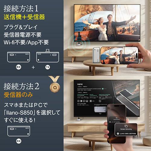 llano ワイヤレスHDMI送受信機セット スマホ・タブレットなどの画面を