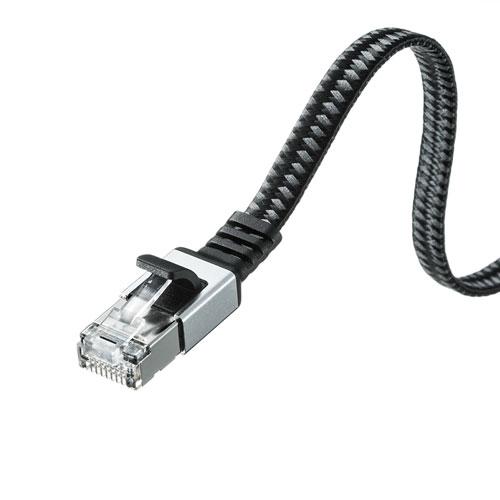 〔5個セット〕 サンワサプライ カテゴリ6AメッシュフラットLANケーブル 15m ブラック KB-FL6AME-15BKX5_1