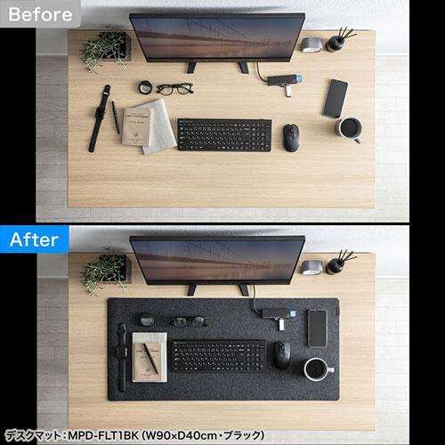 〔5個セット〕 サンワサプライ フェルトデスクマット W600×D300mm ブラック MPD-FLT2BKX5の画像