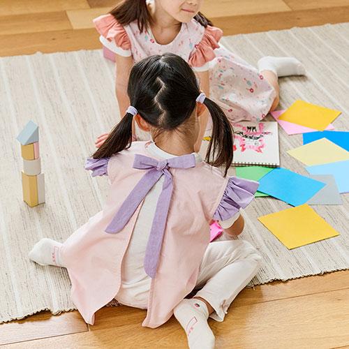 〔5枚セット〕 レップ キッズエプロン フリル 幅広いシーンで活躍するドレスタイプ ピンク REP-579305X5の画像