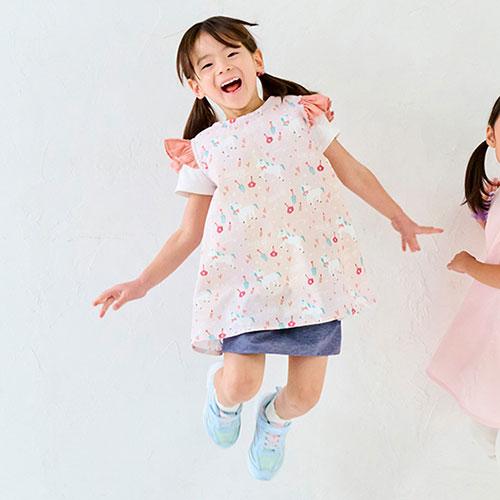 〔5枚セット〕 レップ キッズエプロン フリルユニコーン 幅広いシーンで活躍するドレスタイプ ラベンダー REP-579190X5の画像
