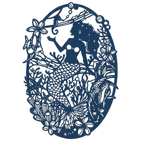 トラストプリンティング 切り絵キット 人魚姫/mermaid-A4blue-H