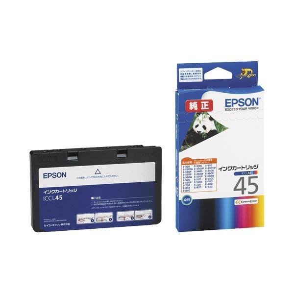 (まとめ) エプソン EPSON インクカートリッジ カラー(4色一体型) ICCL45 1個 〔×3セット〕