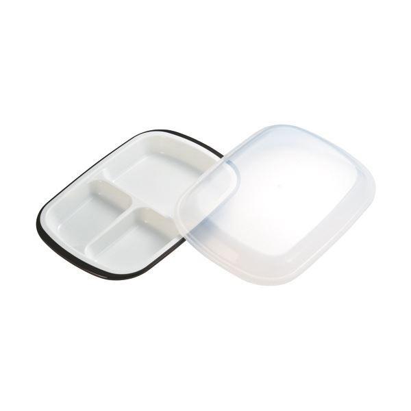 (まとめ)小森樹脂 フタ付ランチプレート「楽弁」角型 濃茶 1個〔×5セット〕