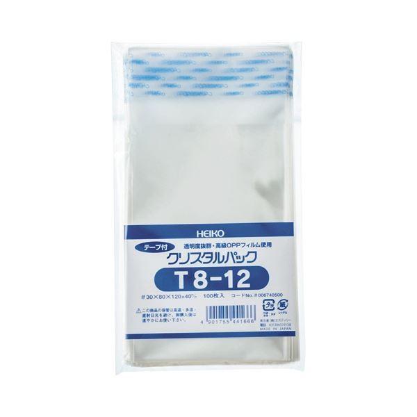 (まとめ)HEIKO クリスタルパックT(テープ付)T-8-12 0.03×80×120+40mm #6740500 1パック(100枚)〔×20セット〕