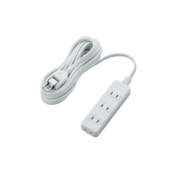 (まとめ) エレコム ほこりシャッター付き電源タップ 2P・4個口 ホワイト 5.0m T-ST02-22450WH 1個 〔×3セット〕