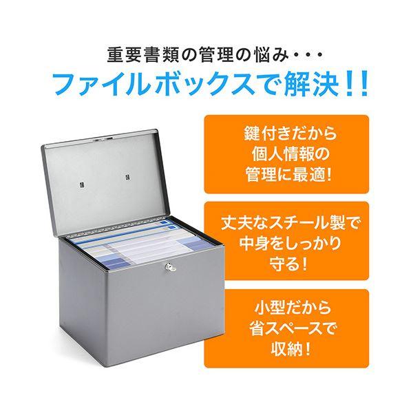 サンワダイレクト 鍵付きファイルケース取手付き (A4ファイル対応・鍵付き・大型) 200-SL036GY 1個の画像