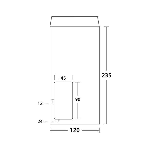 ハートレーザープリンタ対応 窓封筒 透けないコーティング 長3 パステルホワイト 80g/m2 〒枠なし ヨコ貼 MG91801ケース(1000枚)の画像