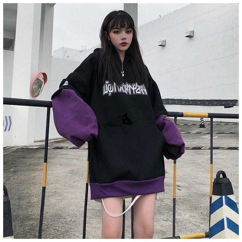 秋服 冬服 ロック 地雷系 レイヤード風パーカー 裏起毛 オーバー 秋服 冬服 ロック 地雷系 レイヤード風パーカー 裏起毛 オーバー
