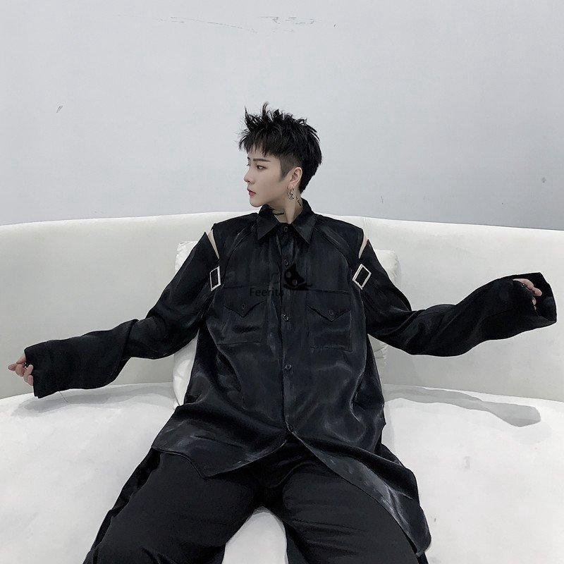 特価】メンズ 長袖 シャツ ホワイト パンクスタイル ヴィジュアル系