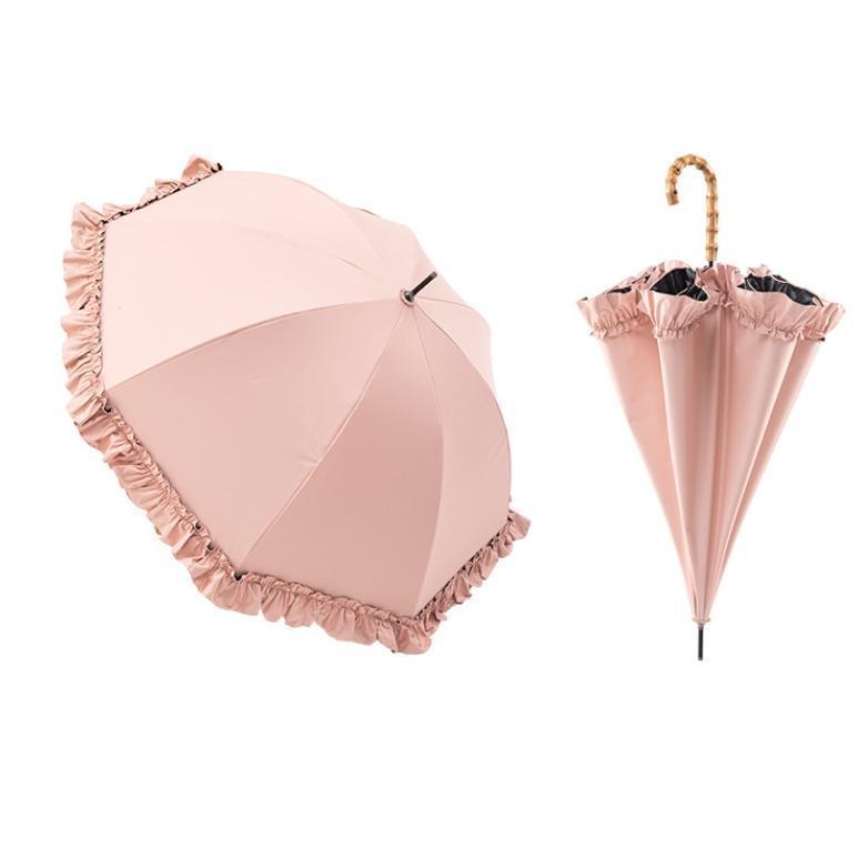 日傘　フリル 日傘 完全遮光 折りたたみ 77cm100% 晴雨兼用 おしゃれ フリル 丸い