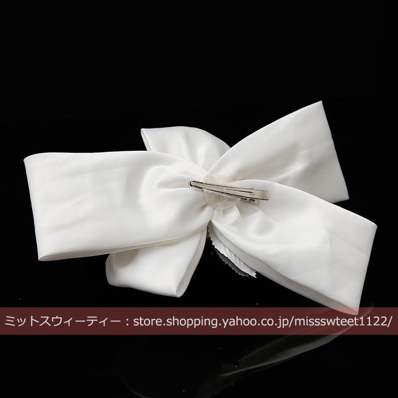 ウエディングヘッドドレス大きいリボンホワイト髪飾り花嫁ウェディング結婚式披露宴ブライダルパーティー二次会韓国風前撮りヘアアクセサリー |  | 05