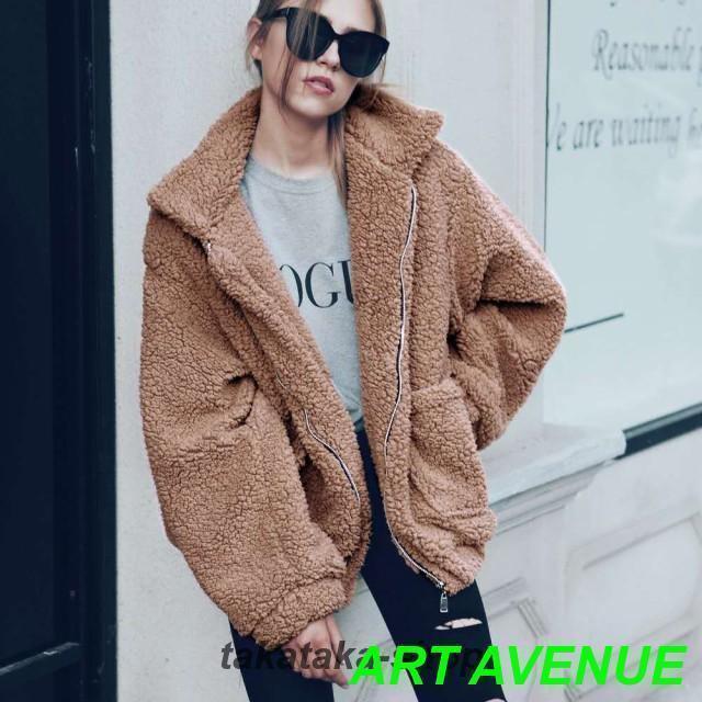 【大特価】レディース ボアコート 長袖 テディコート オーバーサイズ 大きいサイズ 2L 3L 4L アウター 韓国 原宿系 ファッション |  | 05