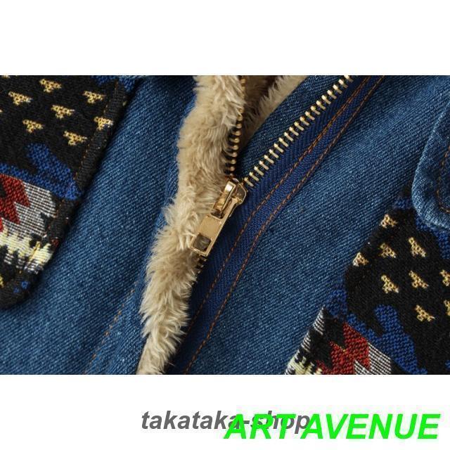 【大特価】裏ボア アウター デニムコート ボア レディース 秋 冬 デニムジャケット エスニック柄 フード コート カジュアル おしゃれ 大人可愛い 秋冬 韓国 |  | 13